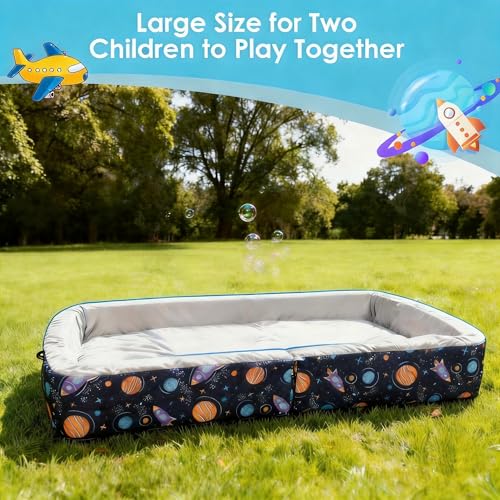 Foldable Portable Toddler Travel Bed with Washable Cover - Blue