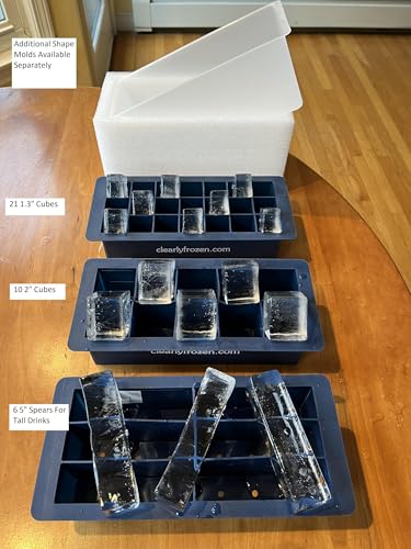 Clear Ice Tray for 2-Inch Glass-Like Cubes - BPA-Free Silicone, Reusable