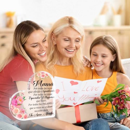 Acrylic Heart Sign Paperweight Gift for Mom - Friends & Family Mother's Day Spanish Gift