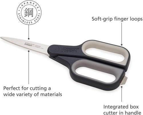 Joseph Joseph PlusCut Kitchen Scissors - Japanese Stainless Steel Blades & Soft-Grip Handles