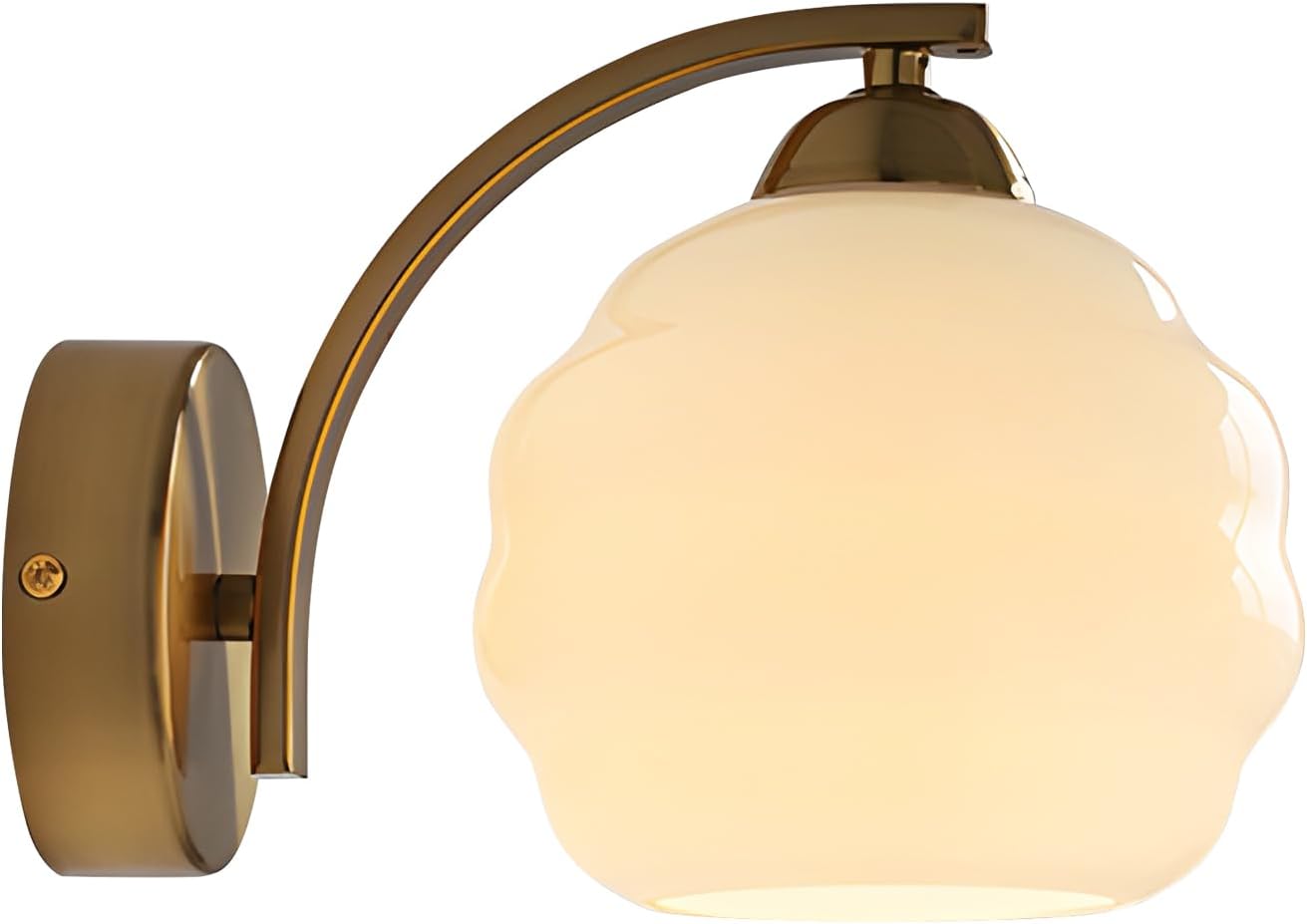 Gold Wall Sconce 1-Light Modern Wall Lighting Fixture Farmhouse Vanity Sconces Lights with Milk White Glass Shade Indoor Wall Sconce Lamp Wall Mount Light Fixture for Bedroom MWL02-1A