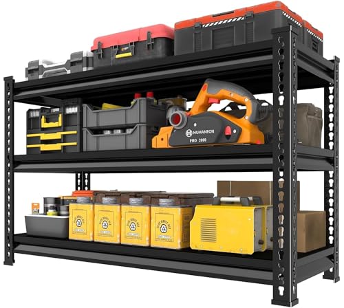 Heavy Duty Metal Garage Shelving - 48W x 16D x 39H, Black, 3T-BK-48"Wx16"D