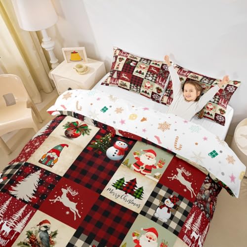Castle Fairy Xmas Theme Bedding Set Full 80x90 with Christmas Tree & Deer Pattern