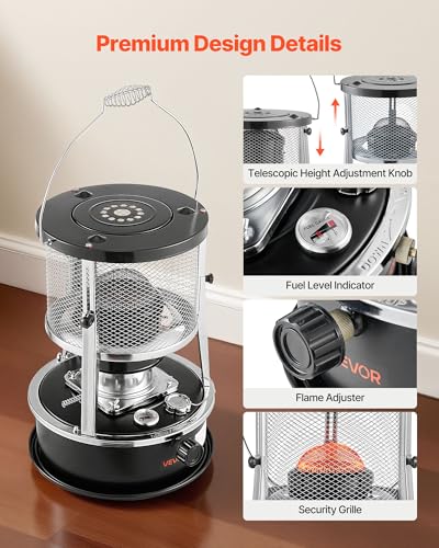 Portable Kerosene Heater & Stove 9000 BTU Indoor Outdoor Camping Fireplace with Adjustable Height