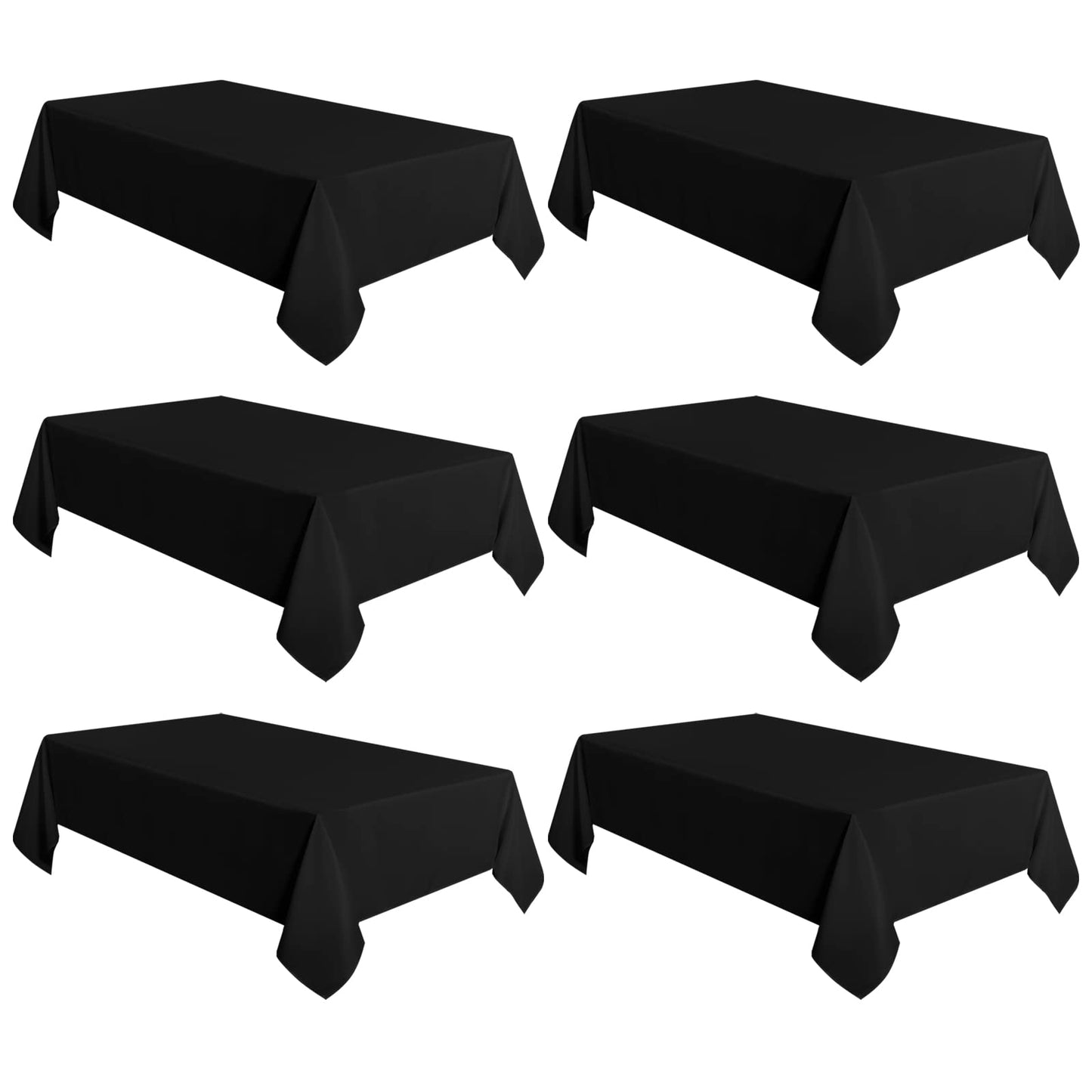 sancua 6 Pack Black Tablecloth 60 x 102 Inch, Rectangle Table Cloth for 6 Feet Tables - Stain and Wrinkle Resistant Washable Polyester Table Cover for Dining Tables, Buffet Parties and Camping