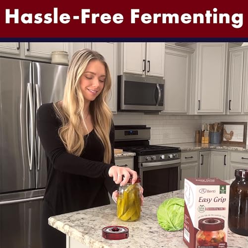 Brillenti Mason Jar Fermentation Kit with Easy Grip Lids & Weights – Food Grade Sauerkraut & Kimchi Starter