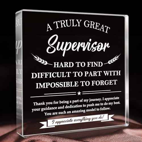 Supervisor Gifts, Supervisor Appreciation Gifts, Thank You Gifts for Supervisors on Boss Day, Birthday and Christmas Gift, Decoration Square Acrylic Sign Gift¡¦