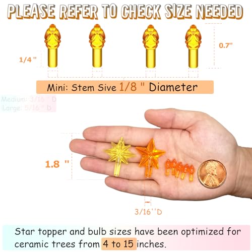 Lucky 7 Series Golden Yellow Replacement Bulbs for Ceramic Christmas Tree – 177 LEDs with 2 Star Topper Styles
