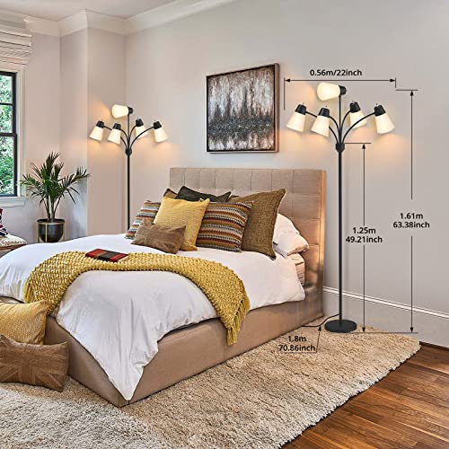 Medusa Adjustable Multi-Head LED Floor Lamp - Black Tall Standing Light