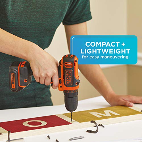 BLACK+DECKER 12V MAX Cordless Drill Kit - Battery & Charger Included, Keyless Chuck, Compact Design, Variation of THIS listing
