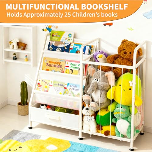 Kids’ White 3-Tier Toy & Book Storage Shelf with Stuffed Animal Organizer