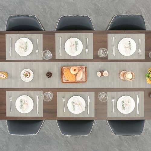 Myir JUN Golden Silver Placemats Set of 8 - 17 x 12 inch PVC, Non-Slip & Easy-Clean