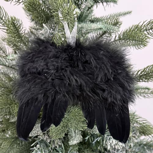 Kesywale 10Pcs Black Angel Wings Christmas Tree Ornaments 6.7" x 5.1" for DIY Decor