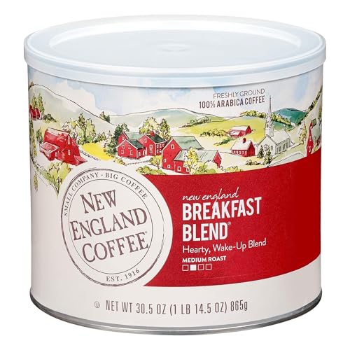 Breakfast Blend Ground Coffee 6-Pack 30.5oz - Medium Roast, 100% Arabica, New England Coffee