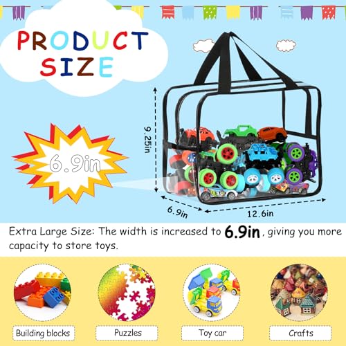 XL Waterproof Toy Storage Bags with Labels - Black, 6 Pack