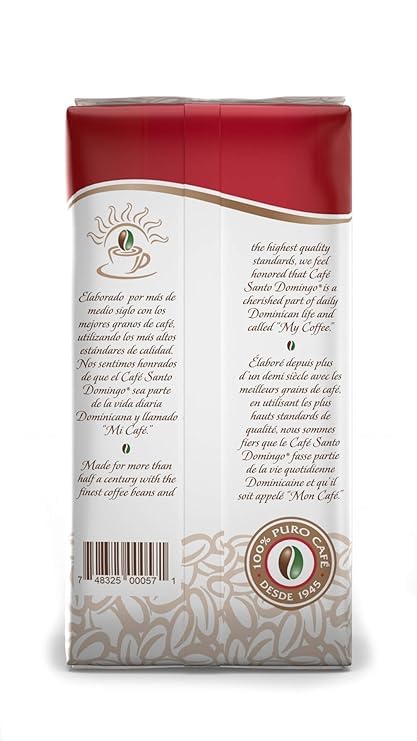 Café Santo Domingo Ground Coffee Medium Roast 16 oz Pack of 4 - Dominican Coffee