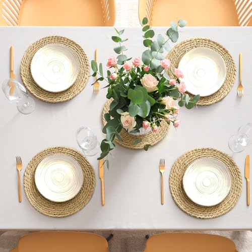 40 Pieces Round Woven Placemats - 12 Inch Boho Rattan Farmhouse Table Mats