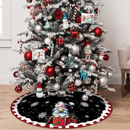 48in Christmas Tree Skirt for Farmhouse Gnome Decorations - Holiday Decor