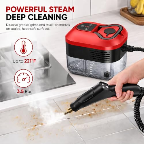 Handheld Steam Cleaner for Home & Car Detailing - Fast Heat, 1500W, 1200ml Tank