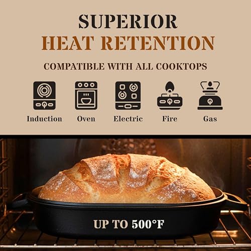 Large 9QT Cast Iron Bread & Loaf Pan for Artisan Baking