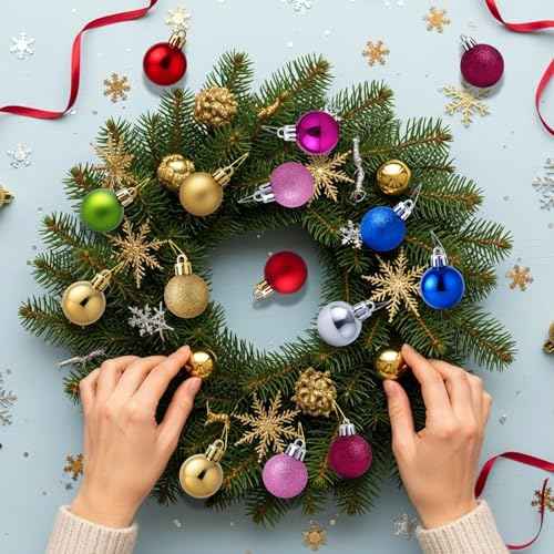 24 Pack Mini Shatterproof Christmas Balls - Small Hanging Ornaments for Trees Christmas Party Decorations, 1.2 Inch (Gold)