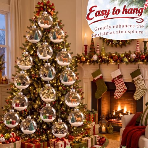 Wettarn 25 Pcs 6-inch Clear Plastic Ornament Discs with Silver Rope for DIY Christmas & Holiday Decor