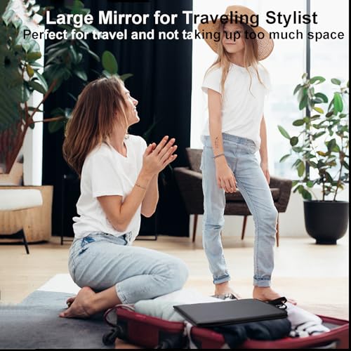 LPHUMEX Black Foldable Full Length Travel Mirror 33” Shatterproof for Dancing & Camping