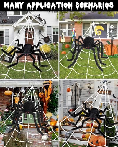16.4Ft Halloween Spider Web Lights with 8 Modes & Purple LED, Waterproof Outdoor Decor