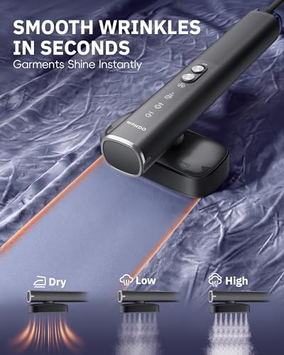 OGHom Black 2-in-1 Travel Garment Steamer & Iron 1000W Portable Handheld
