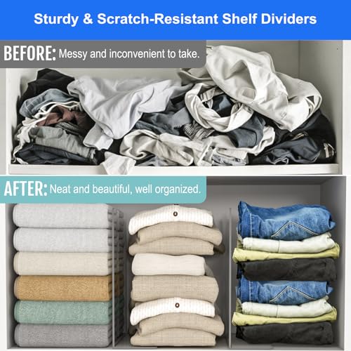 OKPOW 8 Pack Adjustable Clear Acrylic Shelf Dividers - 12" Tall x 11.8" Deep Closet Organizers