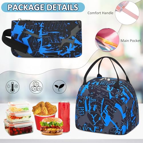 Kids School Backpack Set with Lunch Box - Gamer Pattern, 18 Inch, Variation Game003-backpack Set