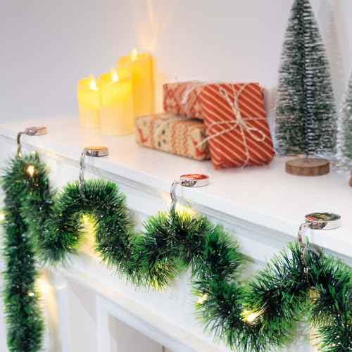 Christmas Stocking Holders for Mantle Set 4, Fireplace Stocking Holder, Metal Stocking Hangers for Mantle, 4 Pcs Hooks Garland Hanging Party Decoration Silver Flat Dog Heavy Xmas Weighted Mantel Decor