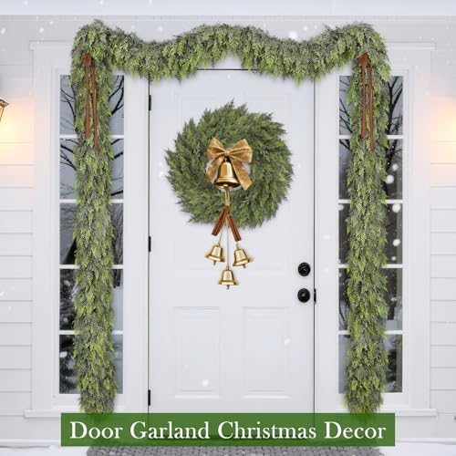 TURNMEON 9FT Extra Thick & Lush Real Touch Cedar Garland Christmas Garland, A1 Variation