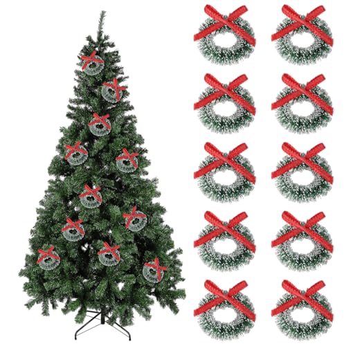 24Pcs Mini Christmas Wreaths 1 Inch Xmas Tree Artificial Miniature