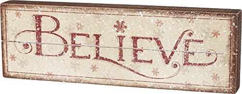 Vintage-Inspired Nordic Box Sign Believe 15.5 x 5-Inches, Primitives by Kathy