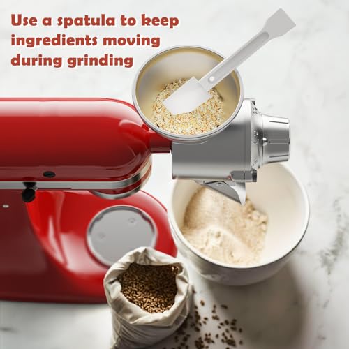 GVODE Silver Grain Mill Attachment for KitchenAid Stand Mixer - Flour Grinder