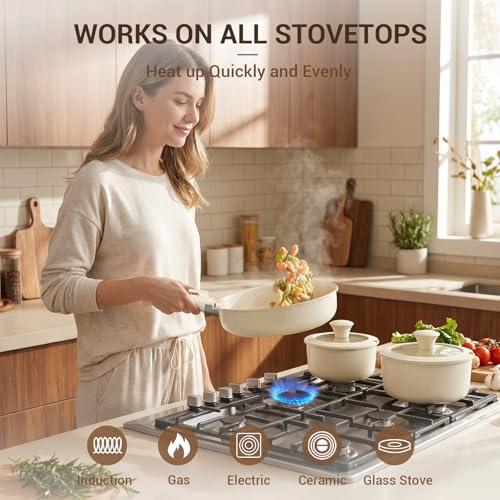 20-Piece Ceramic Nonstick Cookware Set with Removable Handles – Kitchen Pots & Pans