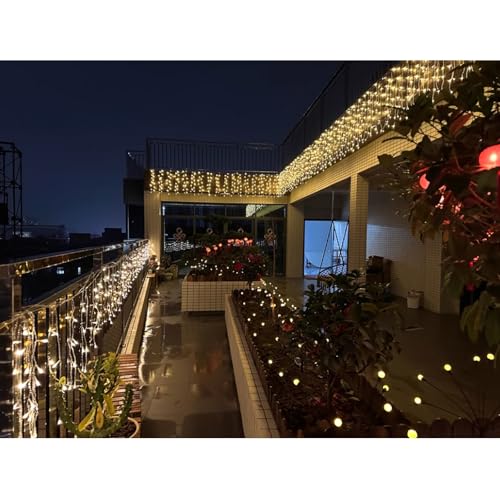 LED Icicle Christmas Lights, 16.4FT 168 LEDs 8 Modes Extendable Eaves
