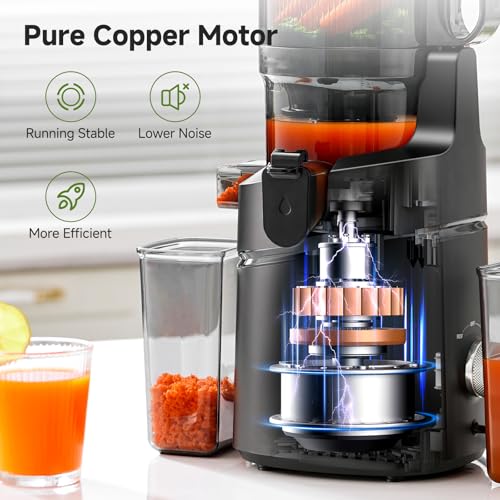 AMZCHEF Cold Press Juicer, 5.8" Wide Mouth Hopper for Whole Recipe