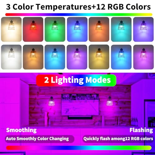 Black Wireless Rattan Wall Sconce Set of 2 - Dimmable RGB Rechargeable Wall Lights with Remote, 6.3in