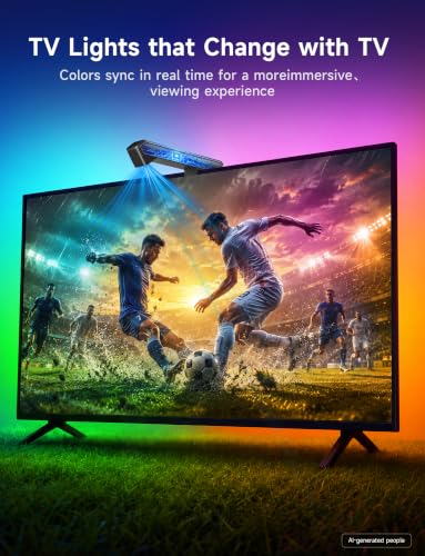 LAVON 14.8FT RGB LED Backlight for 55-65 Inch TVs, Screen Sync Lights, Dual-Camera Color Capture