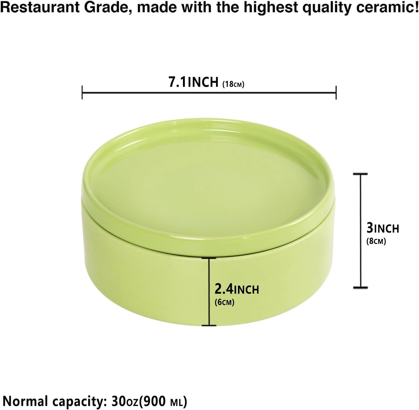 Mini Casserole Dish 23 Ounce French White Ceramic Bakeware Set with Lids, Chip and Crack Resistant Stoneware Baking Dish, Microwave, Dishwasher, Oven, Freezer and Fridge Safe (Green 7.1