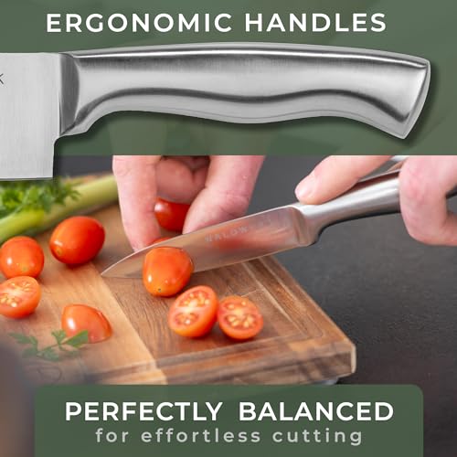 7-Piece Kitchen Knife Set with Block and Integrated Sharpener - WALDWERK