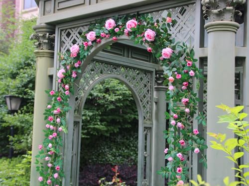 Pink Bendable Flower Garland - 2 Pack, 12ft Rose Vine for Home Decor