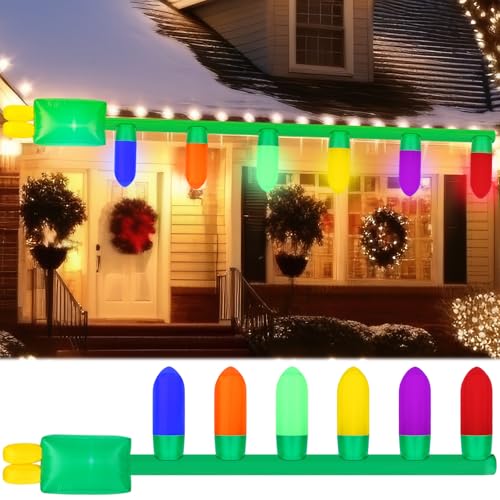 Giant 13ft Inflatable Christmas Light Bulb String with LED Lights Outdoor Decor