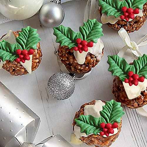 2 pcs Christmas Holly Leaves Silicone Mold Leaf Shaped Fondant Mold Chocolate Dessert Molds for Baking Chocolate Candy Sugar Cake Decorations Polymer Clay, Wax, DIY Sugar Crafts