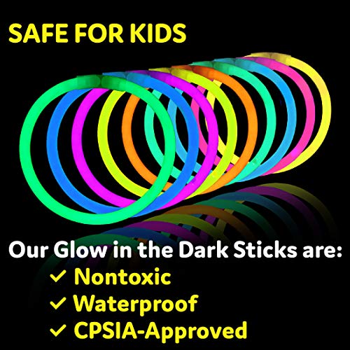 PartySticks 400 Pack Ultra Bright Glow Sticks Bulk Party Supplies - 8" Neon Glow in Dark Favors & Decorations