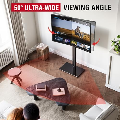AOKCOS Black Swivel & Height-Adjustable TV Floor Stand for 43-75 Inch TVs - Extra Tall Corner Mount