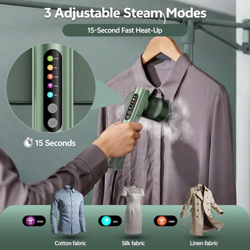 Voleeoa Green Travel Steamer & Iron - Dual Voltage 100-240V Portable Clothing Steamer