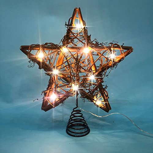 Christmas Tree Topper Farmhouse Decor Decorations Rattan Natural Star